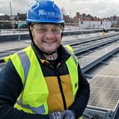 Council leader Coun Jason Zadrozny-Bland overseeing the installation of the solar panels at Hucknall Leisure Centre