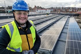 Council leader Coun Jason Zadrozny-Bland overseeing the installation of the solar panels at Hucknall Leisure Centre