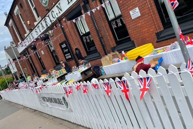Stalls and games were set out on the patio area outside the Station Hotel
