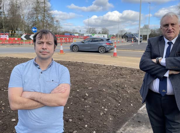 Couns Lee Waters (left) and Dave Shaw, along with fellow Hucknall councillor John Wilmott, have formally objected to the county council's plans to build new offices at Top Wighay Farm