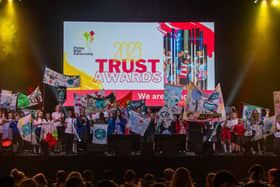 Children from 31 Nottinghamshire and Derbyshire schools created banners for the opening performance. (Photo by: Lou Brimble/Flying High Trust)