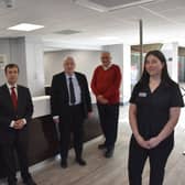 Officially opening the new front of house area at Hucknall Leisure Centre are, from left, Lorenzo Clark, Coun Lee Waters, Coun John Willmott, Coun David Shaw and Deanna Housley
