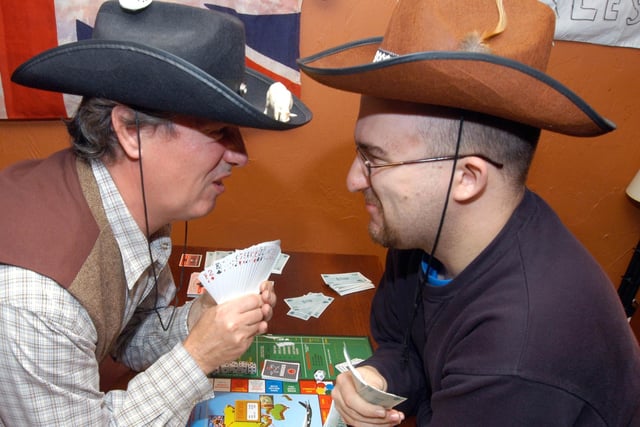 2007: Black Jack takes on Bullet Proof (aka Ben Wilson v Gerald Garratty) in The Gambler board game championships, at the Millers Barn, Bulwell.