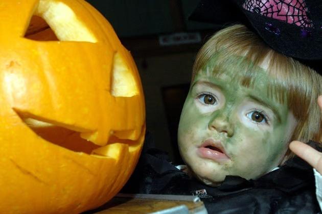 Pictured at the Hucknall Leisure Centre Halloween party, a local youngster shows off a freshly carved pumpkin in 2007