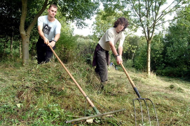 2006: Sellers Wood Nature Reserve in Bulwell was given a grant for work to be carried out. Pictured are David Sutton and  Matt Pickering.