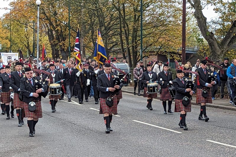 The Notts Pipe & Drum Band led the parade at Bulwell