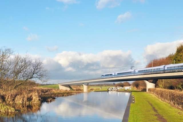 An artist's impression of the planned HS2 high-speed railway route.