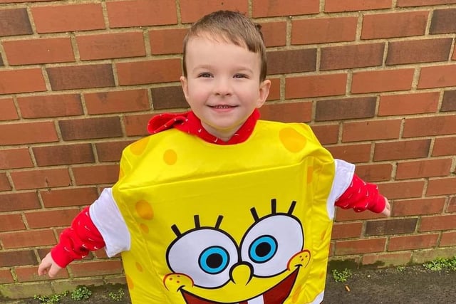Who lives in a pineapple under the sea? Jay Cookson as Spongebob Squarepants.