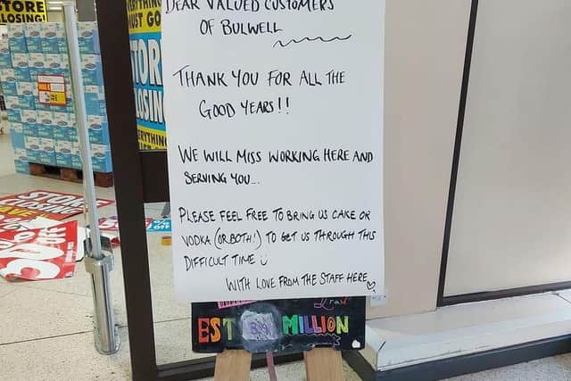 Staff at the Bulwell Wilko store have chosen their own brilliant way to say thank you and goodbye to customers. Photo: Nikki Millerbob