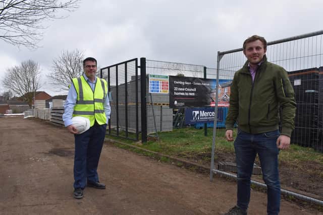Paul Parkinson (council deputy chief executivel) and Coun Tom Hollis (council deputy leader) are pleased to see the council's housing stock being added to in Hucknall