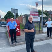 Councillors John Wilmott (left), Dave Shaw and Kier Barsby (right) have welcomed free parking in all council-owned car parks throughout December. Photo: Submitted