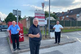 Councillors John Wilmott (left), Dave Shaw and Kier Barsby (right) have welcomed free parking in all council-owned car parks throughout December. Photo: Submitted