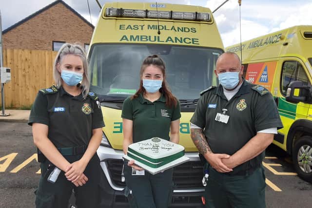 Ambulance staff with their cake