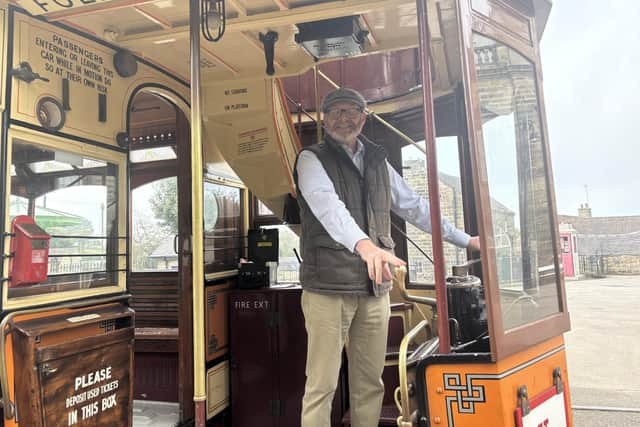 Jason Hardy takes charge of a tram at the National Tramway Museum.