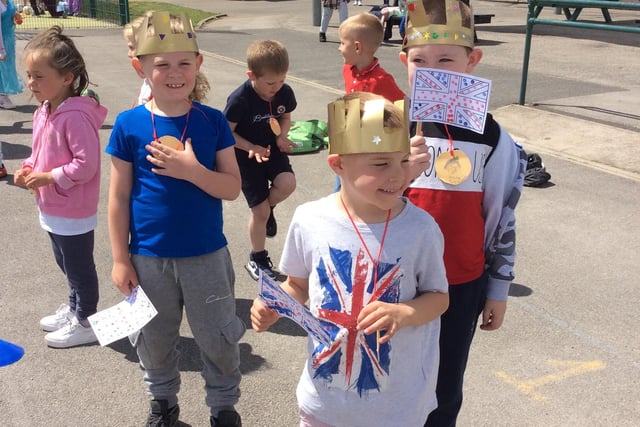 Pupils at Butler's Hill Infant School and Broomhill Junior School celebrated the start of half-term with a Jubilee party