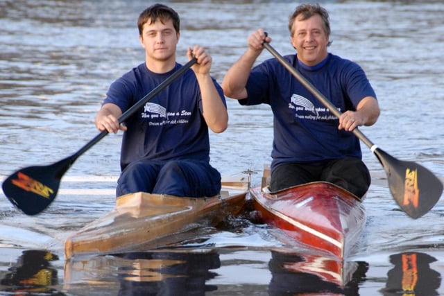 2010: Bulwell father and son Andy and Kurt Toms are pictured on the River Trent during training.