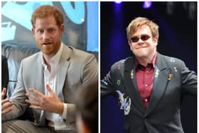 Prince Harry and Elton John are part of a group suing the publisher of The Daily Mail over alleged unlawful information-gathering. (Photo credit: Derek Martin/David Jackson)
