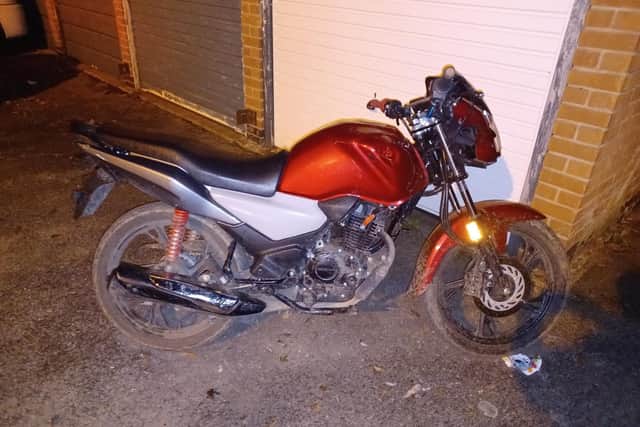 Police have seized this motorbike and believe it had been stolen at the time