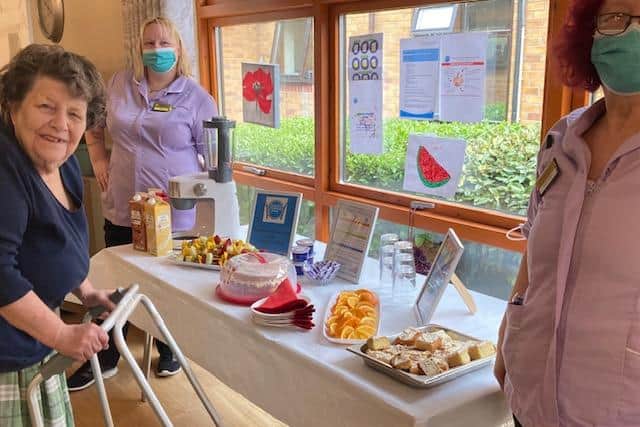 Residents at Hucknall's Jubilee Court were able to tuck in at a healthy refreshment stall