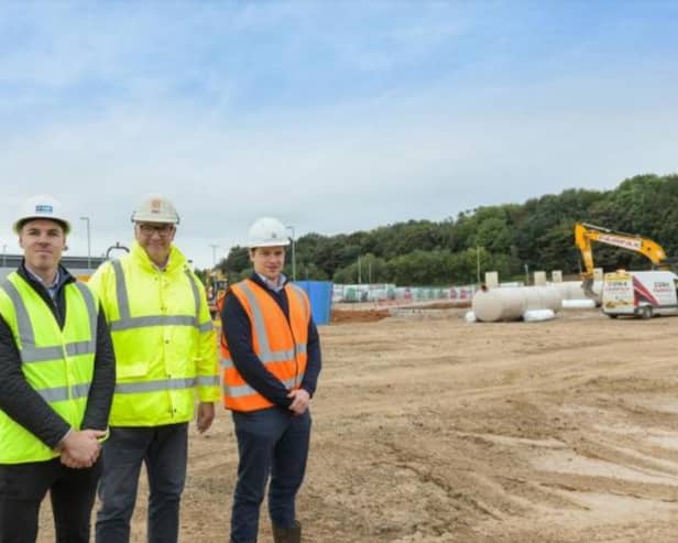 Pictured on site in Bulwell are, from left, Chris Proctor (FHP), John Barker (ULR) and Toby Wilson (M1 Agency)