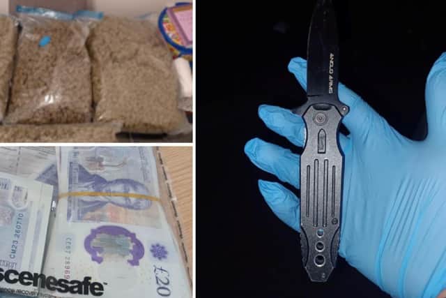 Drugs, a knife and cash were among items seized by police. Photo: Nottinghamshire Police