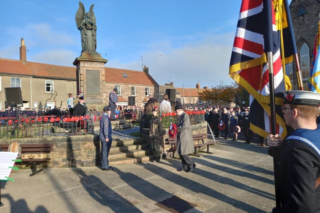 A wreath is laid by Deputy Lord Lieutenant, Lord Joicey.