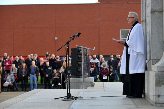 The Reverend Cannon Norman Shave says prayers during the Hartlepool Remembrance Day parade. Picture by FRANK REID