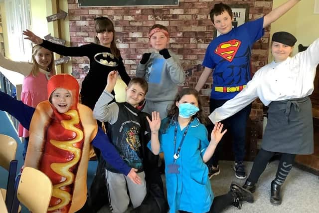 Year Six pupils in their costumes. Photo: Louise Brimble