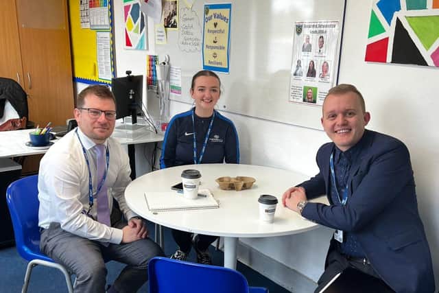 Progressive Sports East Midlands managing director Adam Holland visits a school..