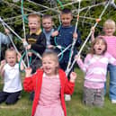 2008: Pupils from Bulwell's Rufford Infant and Junior School celebrate becoming a national school of creativity. Pictured is one of their creations.