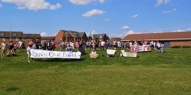 Protesters at the Hucknall pitches