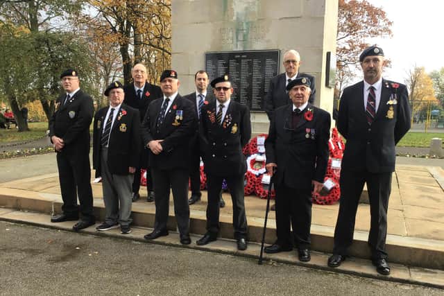 Dignitaries at the cenotaph in Hucknall's Titchfield Park