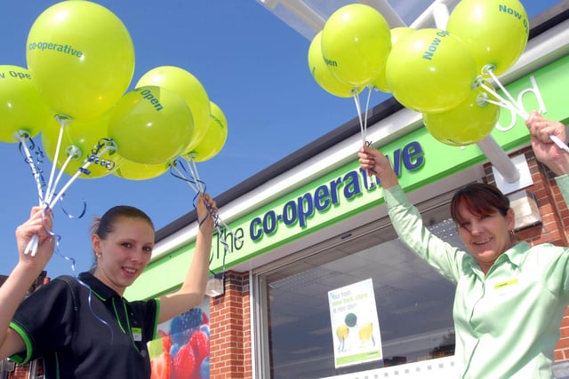 2008: Kerry Wilson (manager) and Irene Eaton (deputy manager) celebrate the new refurbishment at the Co-op on Watnall Road in Hucknall.
