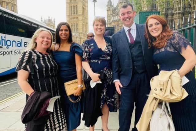 Staff from Sherwood Forest Hospitals Trust who attended events in London to mark the NHS's 75th anniversary, from left: Corinne Kitchen, Suman Dove, Amy Gouldstone, Mitchel Speed and Rebecca Isaac