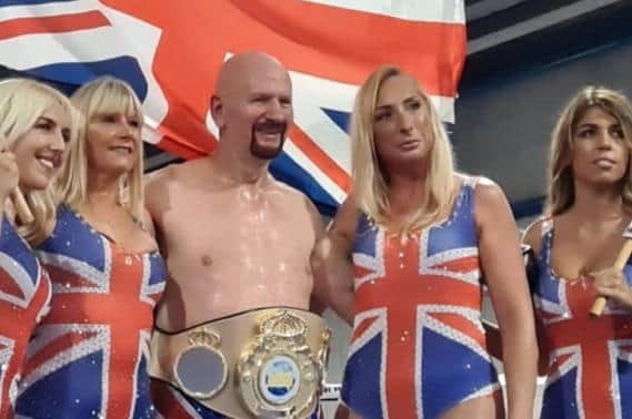 Steve Ward with wife Louisa and his ring girls