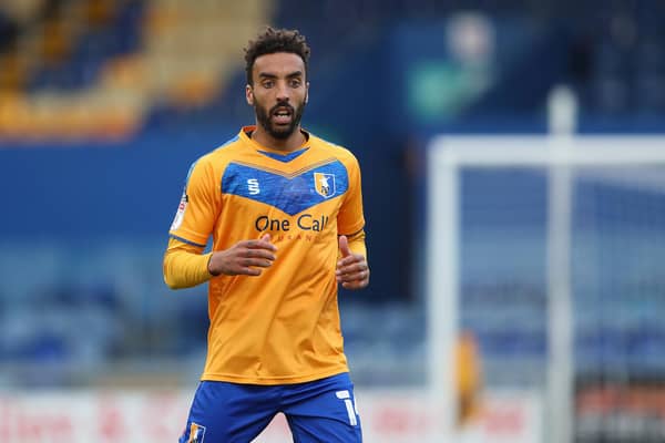 MANSFIELD, ENGLAND - OCTOBER 10: James Perch of Mansfield Town during the Sky Bet League Two match between Mansfield Town and Stevenage at One Call Stadium on October 10, 2020 in Mansfield, England. (Photo by James Williamson - AMA/Getty Images)