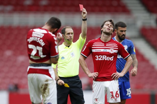 Middlesbrough have collected 93 yellows and two red cards this season.