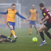 George Maris battles through midfield for depleted Stags this afternoon. Photo by Chris Holloway / The Bigger Picture.media