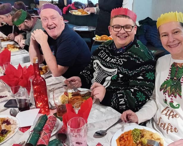 Volunteers and service users from the Hope Lea Project in Hucknall enjoyed their Christmas dinner at the Royal British Legion Club. Photo: Submitted