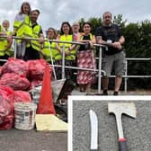 Hucknall's Wombles found a knife, an axe and discarded needles among items on their latest litter pick