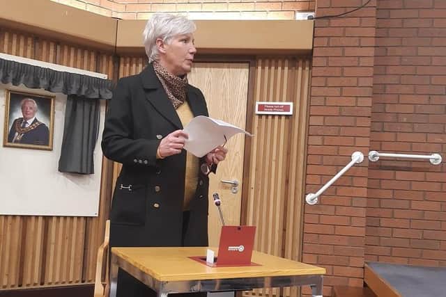Mandy Shaw presented the petition to the council on behalf of the Hucknall Against Whyburn Farm Development group and spoke for five minutes outlining the group's arguments against the proposal. Photo: Lauren Mitchell