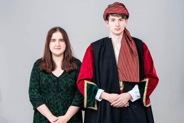 Design student Phoebe Godsmark with the Lord Byron-inspired costume she made being worn by a model. Photo: Other