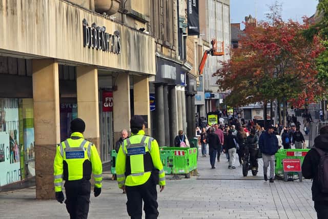 Community protection officers have been patroling the Debenhams building after youths were seen scaling it. Photo: Submitted