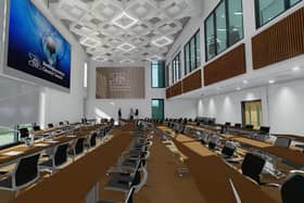 An artist's Impression of the planned council chamber inside the new Top Wighay building. Picture: Nottinghamshire Council/Arc Partnership