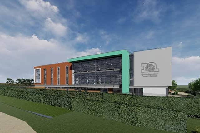 An artist's impression of how the county council's new offices at Top Wighay Farm will look