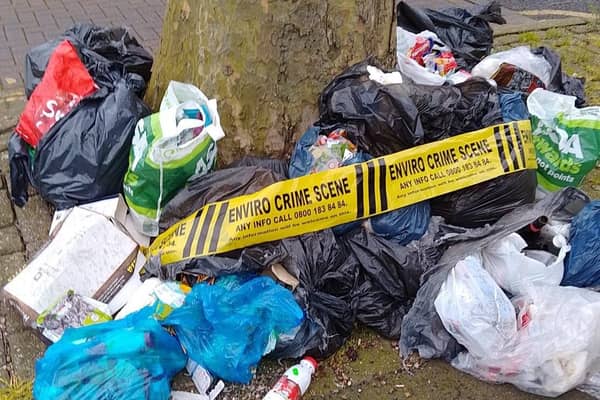 Bags of illegally dumped waste in Ashfield
