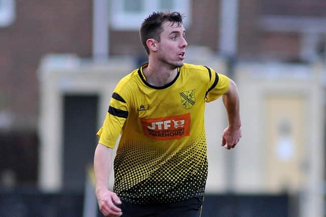 Jamie Crawford, whose late goal rescued a point for Hucknall Town at West Bridgford.