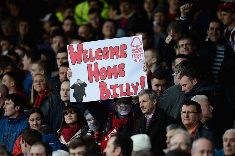 Billy Davies is welcomed by the fans on his return as manager during the npower Championship match between Nottingham Forest and Bolton Wanderers at City Ground on February 16, 2013.