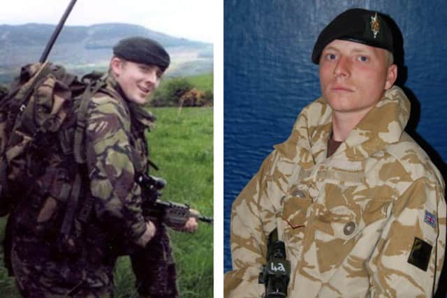 Rifleman Adrian Sheldon, 25, from Kirkby, left, was killed in May 2009, while Lance Corporal Paul Sandford, from Hucknall, died in June 2007 aged 23.