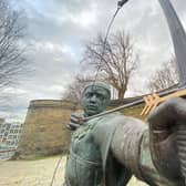 Robin Hood has fired his golden arrows from Nottingham Castle across the city